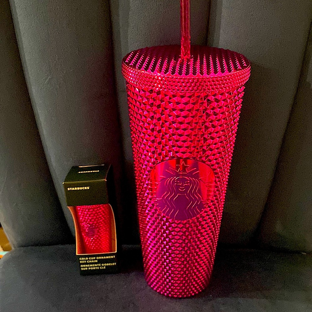 Starbucks Christmas 2022 Magenta Tumbler & Key Chain Ornament